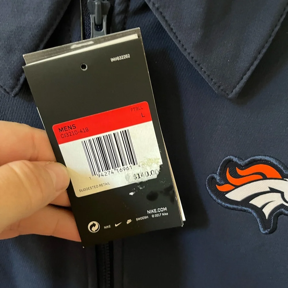 Nike Denver Broncos On Field Jacket Navy Blue and orange men’s large - Picture 7 of 9